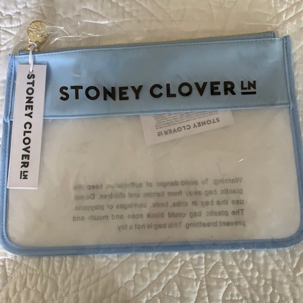 NWT Stoney Clover Lane Clear Flat Pouch-Periwinkle